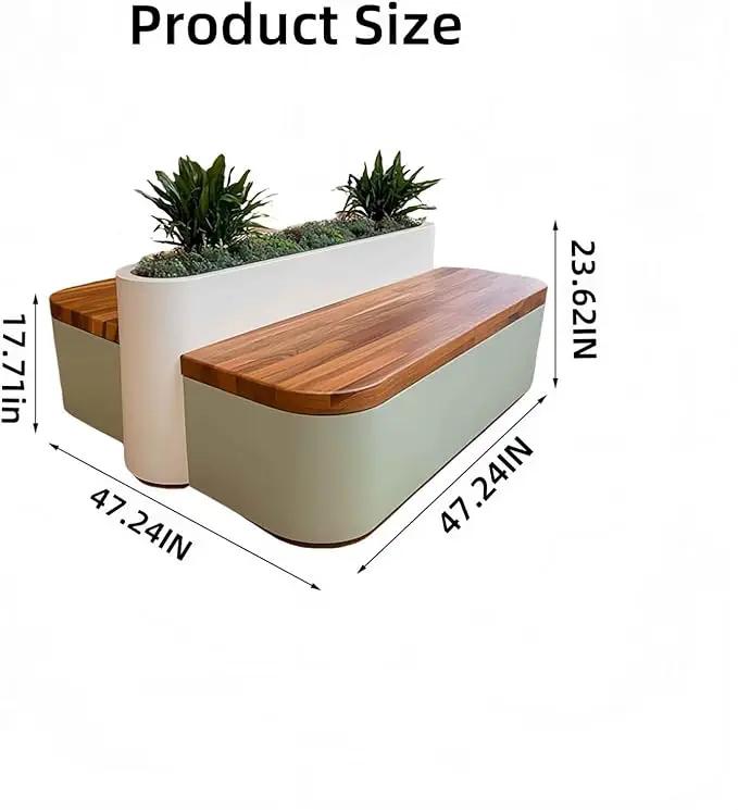 Outdoor Bench - Modern Outdoor Park Planter Bench Includes Luxurious and Simple Flower Box & Wooden Seating Area for Commercial Plaza,Food Court(47.24IN) by GreenHaven Gardens