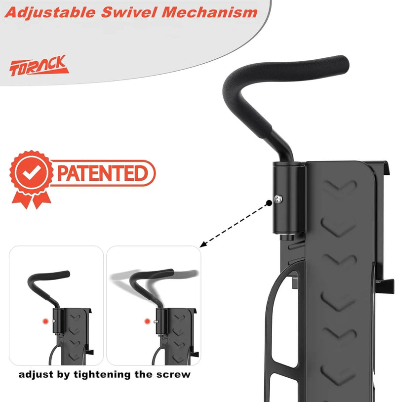 TORACK Wall-mounted Swivel Bike Rack, Garage Vertical Bike Storage Hangers for 5 Bikes Rotating Bike Storage Hooks by GreenHaven Gardens