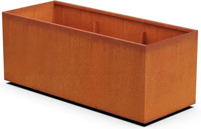 Corten Steel Planter Rectangle Outdoor Metal Garden Box Heavy Duty | Made in USA | Fully Assembled by GreenHaven Gardens