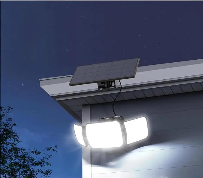 intelamp Solar Flood Lights Outdoor Waterproof, 6000mAh 1200LM Solar Powered Dual Motion Sensor LED Lighting Dusk to Dawn Security Floodlight Exterior with Remote 9.8ft Cable for Outside Garden House by GreenHaven Gardens