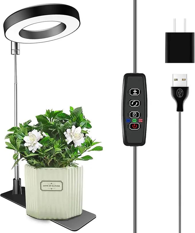 Plant Grow Lights, Full Spectrum Grow Lights for Indoor Plants, Height Adjustable Grow Lamp with Base, 3 Optional Spectrums, 3/9/12Hrs, 10 Brightness, Ideal for Small Plants, 1 Pack by GreenHaven Gardens