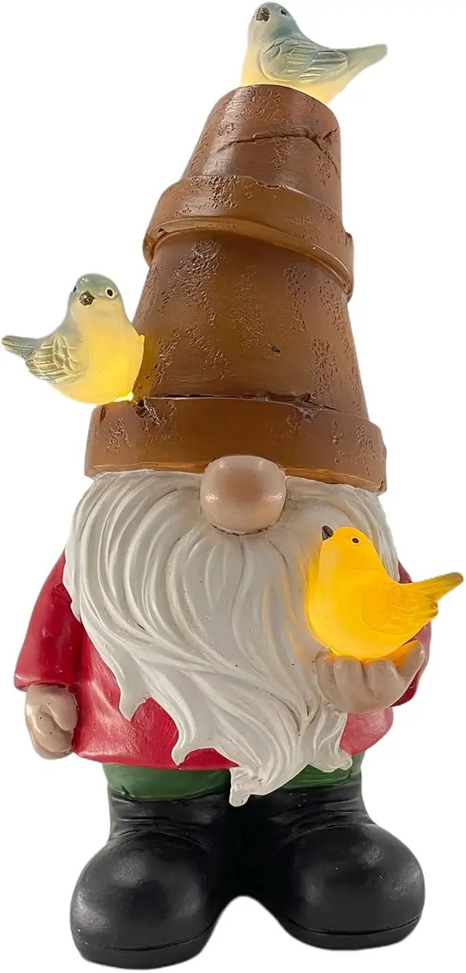 Solar Garden Gnome Figurine, Cute Resin Gnome Sculpture, Garden Gnome Statues Outdoor Decor, Funny Gnome Gift Sculpture Decoration for Home Patio Yard Lawn Porch Ornament by GreenHaven Gardens