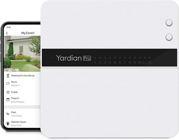 Yardian Pro Smart Sprinkler Controller 6 Zone - Control Buttons, Apple HomeKit, Alexa, Google Assistant and Home Assistant Compatible, Enhanced Wi-Fi, RJ45, Level VI Worldwide Power Supply by GreenHaven Gardens