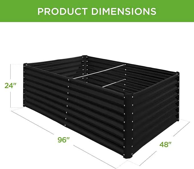 Best Choice Products 8x4x2ft Outdoor Metal Raised Garden Bed, Deep Root Planter Box for Vegetables, Flowers, Herbs, and Succulents w/ 478 Gallon Capacity - Black by GreenHaven Gardens