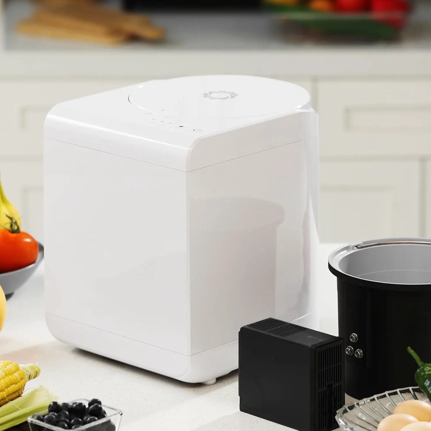 Airthereal Revive R500 Electric Kitchen Composter, SHARKSDEN® Tri-Blade, Turn Food Waste and Scraps into Natural Fertilizer for Plants, Glossy Pearl White by GreenHaven Gardens