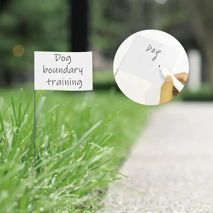 Zozen 100Pack White Marking Flags, Writable/15x4x5 Inch, Yard Flags for Lawn & Irrigation & Landscape & Sprinkler & Survey & Dog Training. by GreenHaven Gardens