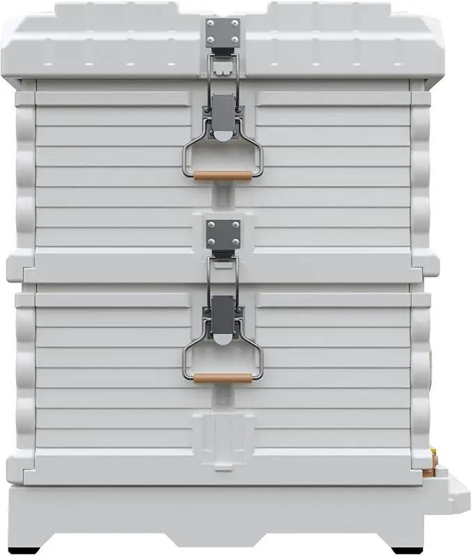 Ergo Insulated 10 Frame Bee Hive Set [NO Frames Included] (Double Deep, White Body Blue Entrance) by GreenHaven Gardens