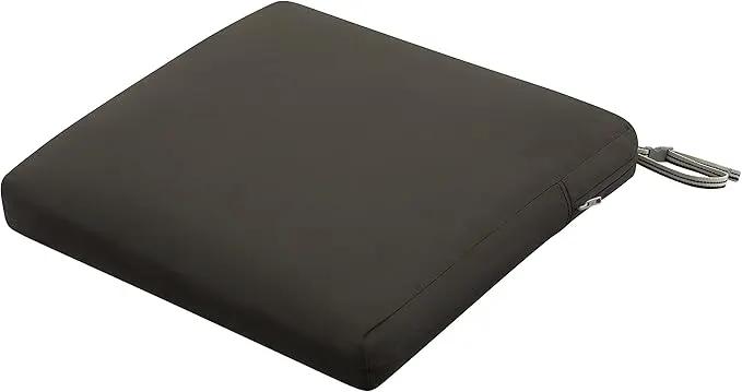 Classic Accessories Ravenna Water-Resistant 19 x 19 x 3 Inch Patio Seat Cushion, Espresso, Chair Seat Cushion by GreenHaven Gardens