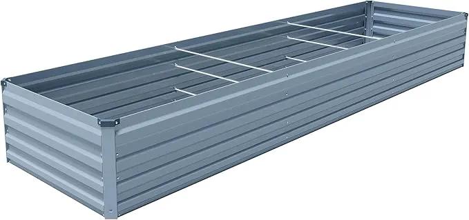 12x2x1.5ft Galvanized Raised Garden Bed,Outdoor Planter Box Metal Patio Kit Planting Bed for Vegetables Flowers Herb,Grey by GreenHaven Gardens