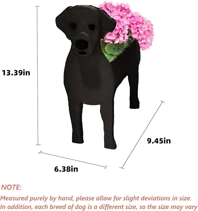 Black Labrador Dog Planter Plant Pots,Cute Garden Dog Flower Planter,Dog Planters Birthday Gifts for Women,Office,Indoor/Outdoor Decor(9.45 * 6.38 * 13.39in) by GreenHaven Gardens