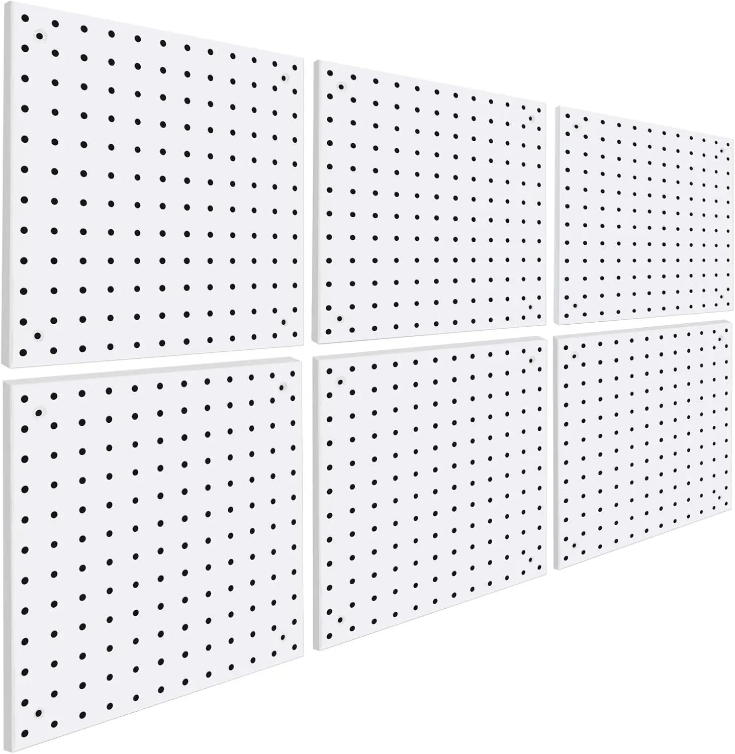 6 Pack Steel Peg Board,Universal 1/8 and 1/4 Pegboard Accessories,Ideal for Garage Tool Storage, Office Organization, Craft Room, Kitchen etc. (White, 6-12X12) by GreenHaven Gardens
