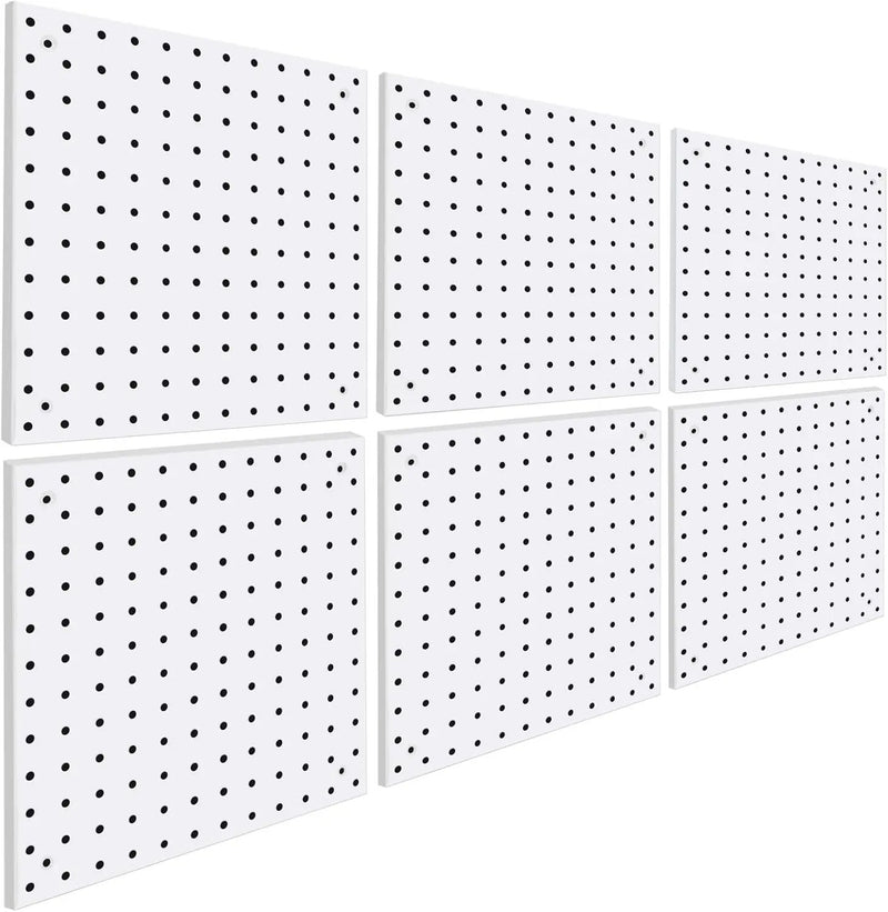 6 Pack Steel Peg Board,Universal 1/8 and 1/4 Pegboard Accessories,Ideal for Garage Tool Storage, Office Organization, Craft Room, Kitchen etc. (White, 6-12X12) by GreenHaven Gardens