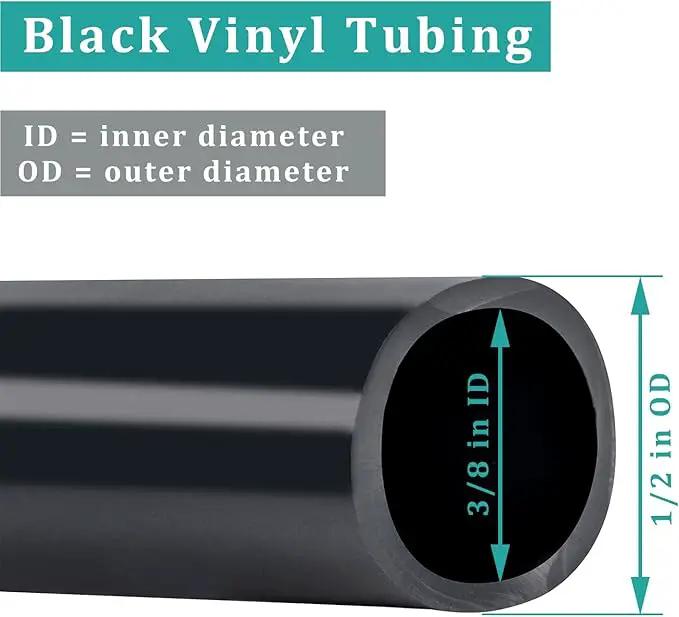Black Vinyl Tubing 3/8” ID × 1/2” OD - 10 Feet PVC Flexible Plastic Tube Hybrid Hose, Transfer Water Air Oil for Pond Fountain Garden, Non-toxic and BPA free by GreenHaven Gardens