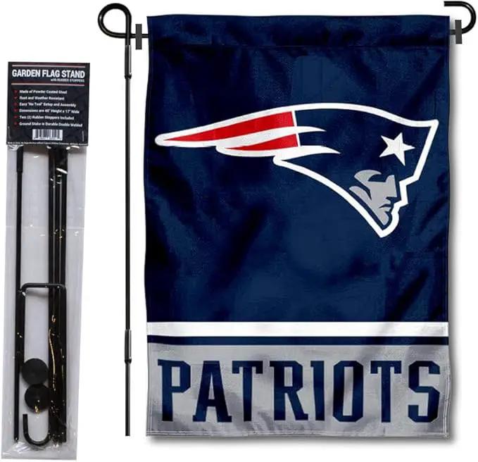 WinCraft New England Patriots Garden Flag with Stand Holder by GreenHaven Gardens
