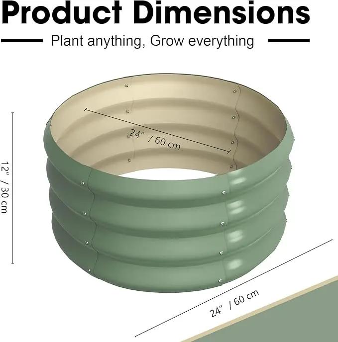 2x2x1ft Round Galvanized Raised Garden Bed Outdoor Metal Planter Box Raised Beds for Gardening,Vegetables,Fruits,Flowers & Herbs (Green) by GreenHaven Gardens