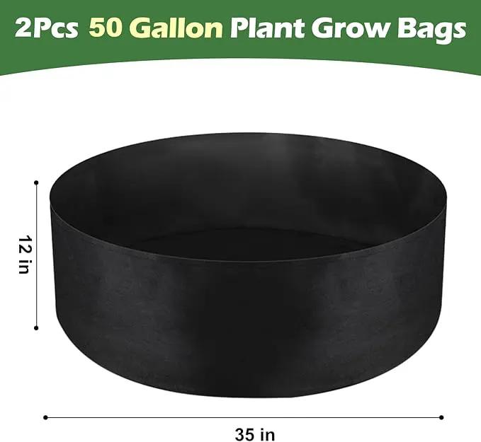 LBTING 2Pcs 50 Gallon Plant Grow Bags, Fabric Raised Planting Bed Heavy Duty Non-Woven Fabric Planter Pots for Garden Vegetables Flowers by GreenHaven Gardens