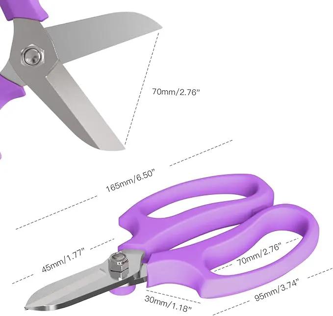 Flower Scissors, Strong Floral Shears, Premium Steel Garden Pruning Shears Floral Fruits Leaf Scissors Hand Pruner Snip Trimming Tool for Gardening Flower Arrangement, Purple by GreenHaven Gardens