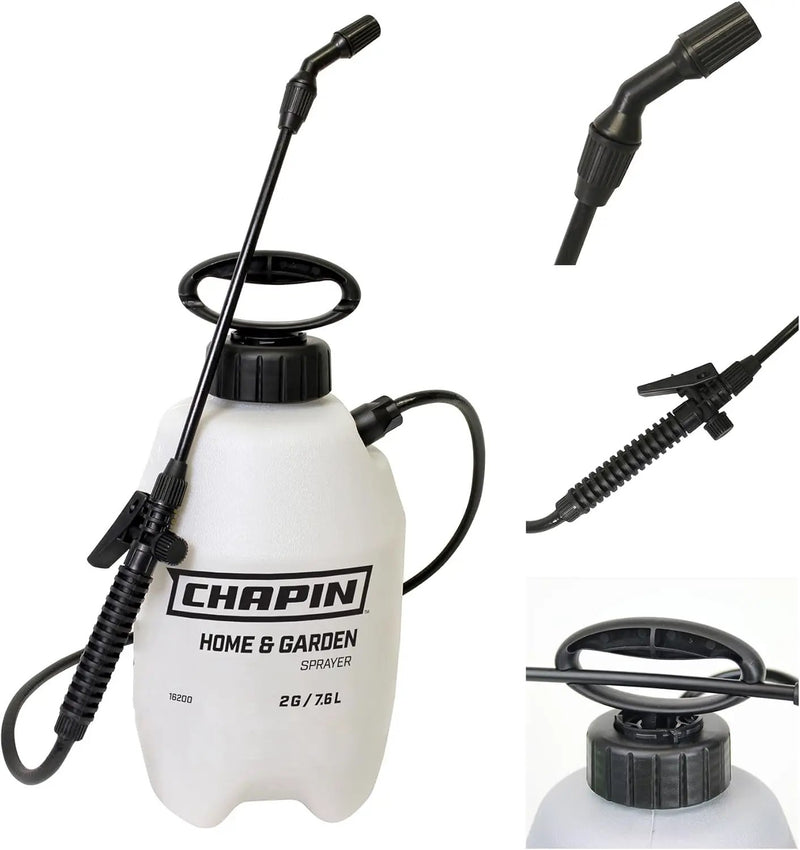 Chapin 16200 2-Gallon Made in USA Garden Pump Sprayer with Ergonomic Handle, Trigger Shut Off, Adjustable Cone Nozzle and in-Tank Filter, for Spraying Weeds, Insects, Fertilizers, Translucent White by GreenHaven Gardens
