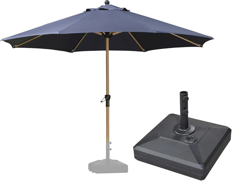 PURPLE LEAF 11 Feet Patio Umbrella with Base Outdoor Umbrella Round Market Umbrella with Crank & 8 Ribs Commercial Aluminum Table Umbrella for Outdoor Garden, Navy Blue by GreenHaven Gardens