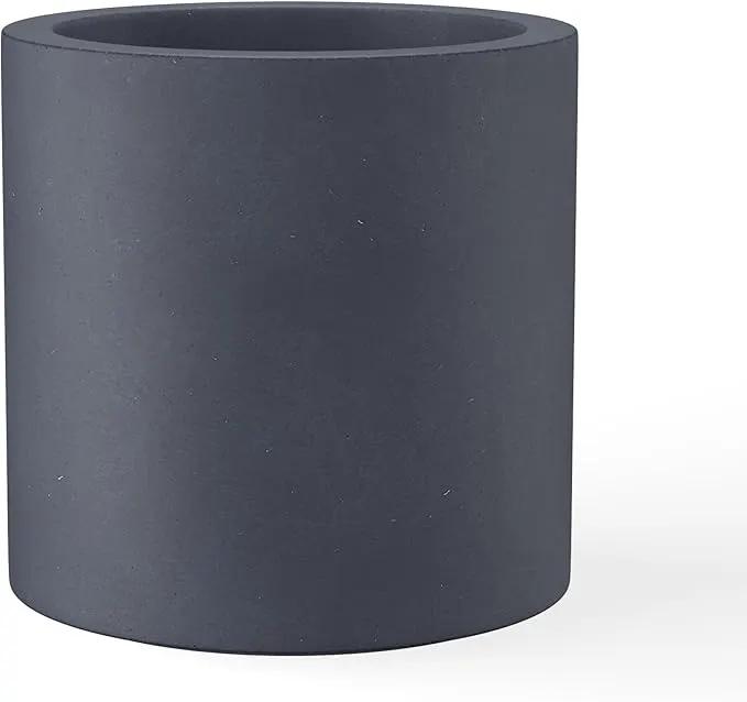 Kante 15.7" Dia Round Concrete Planter, Modern Style Large Cylindrical Plant Pot with Drainage Hole and Rubber Plug for Indoor Outdoor Patio, Charcoal by GreenHaven Gardens