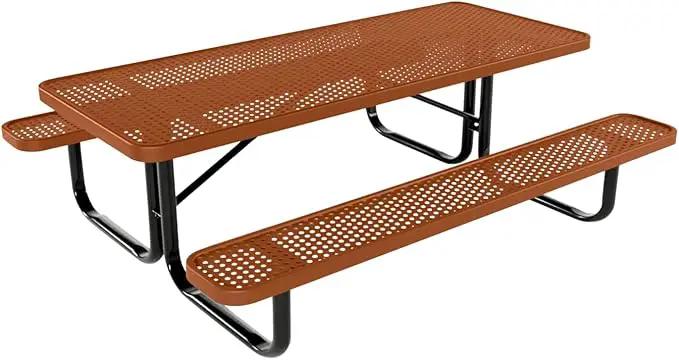 Heavy-Duty Portable Outdoor Kids Table, Punched Steel Kids Picnic Table, Commercial-Grade Picnic Table, Made in America (6ft Rectangular, Childrens, Textured Copper) by GreenHaven Gardens