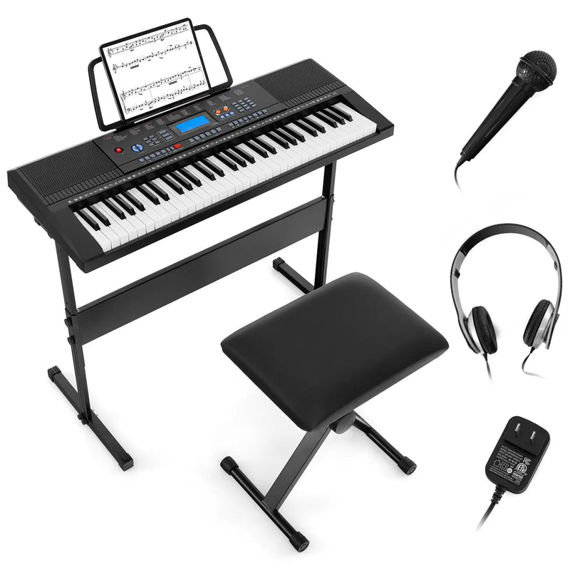 61-Key Electronic Keyboard Piano Starter Set with Stand Bench and Headphones by DirectDeals