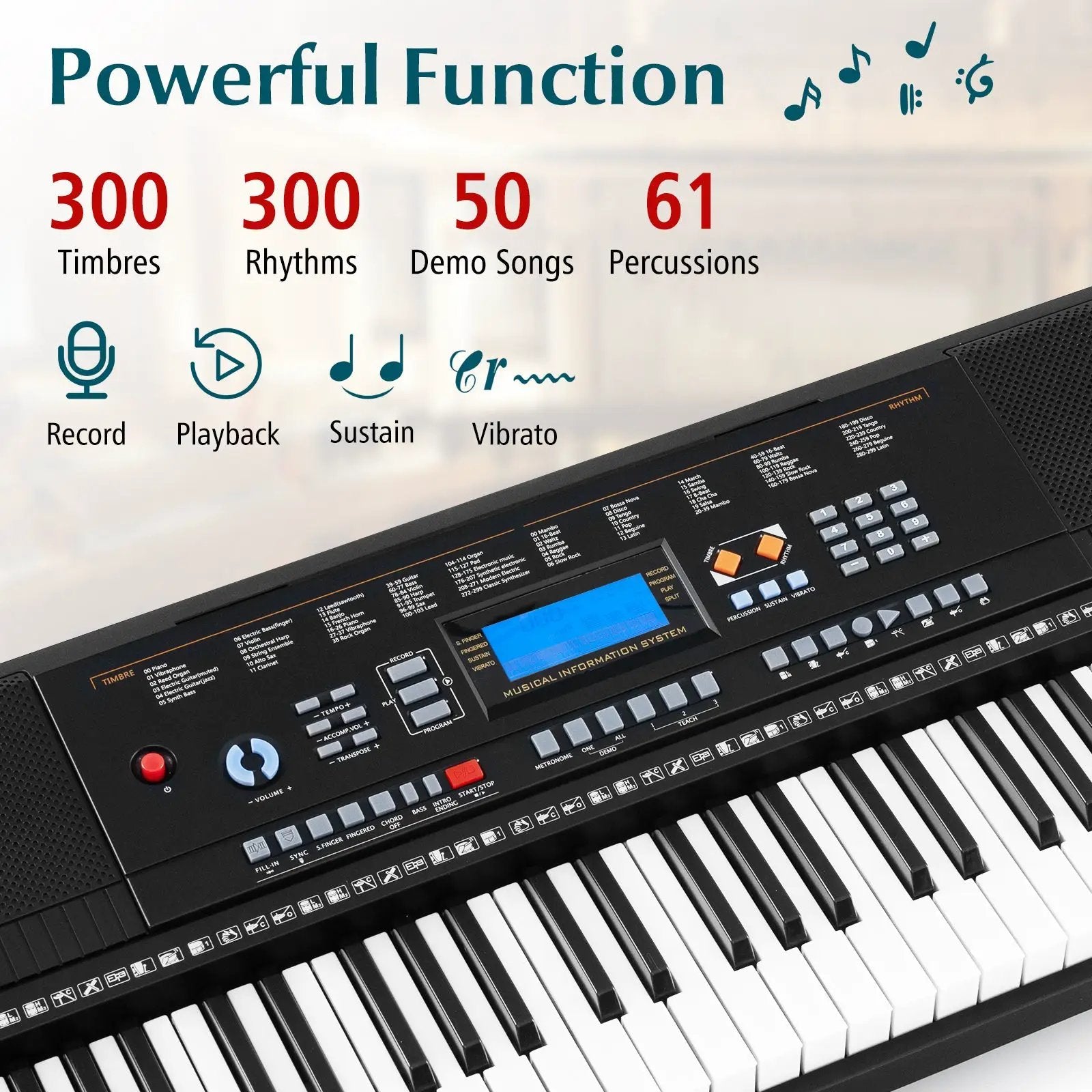 61-Key Electronic Keyboard Piano Starter Set with Stand Bench and Headphones by DirectDeals