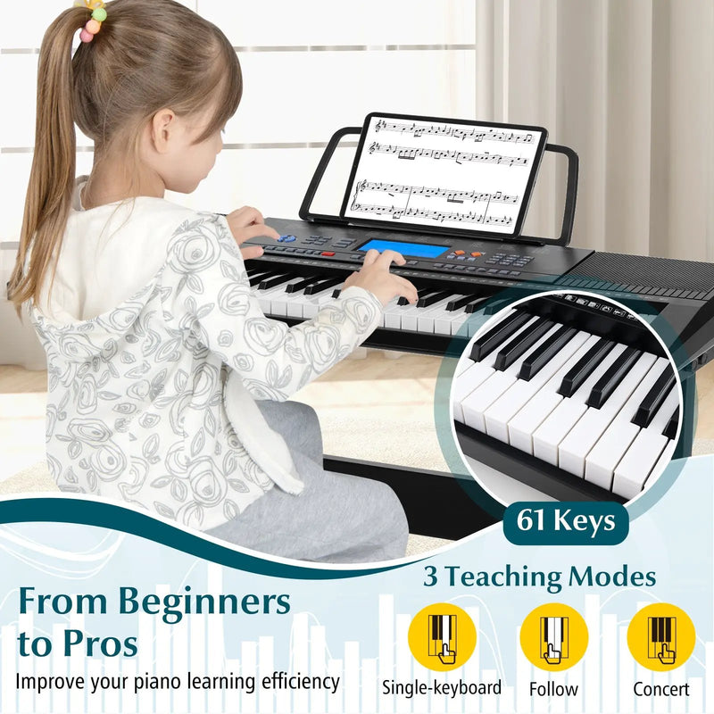 61-Key Electronic Keyboard Piano Starter Set with Stand Bench and Headphones by DirectDeals