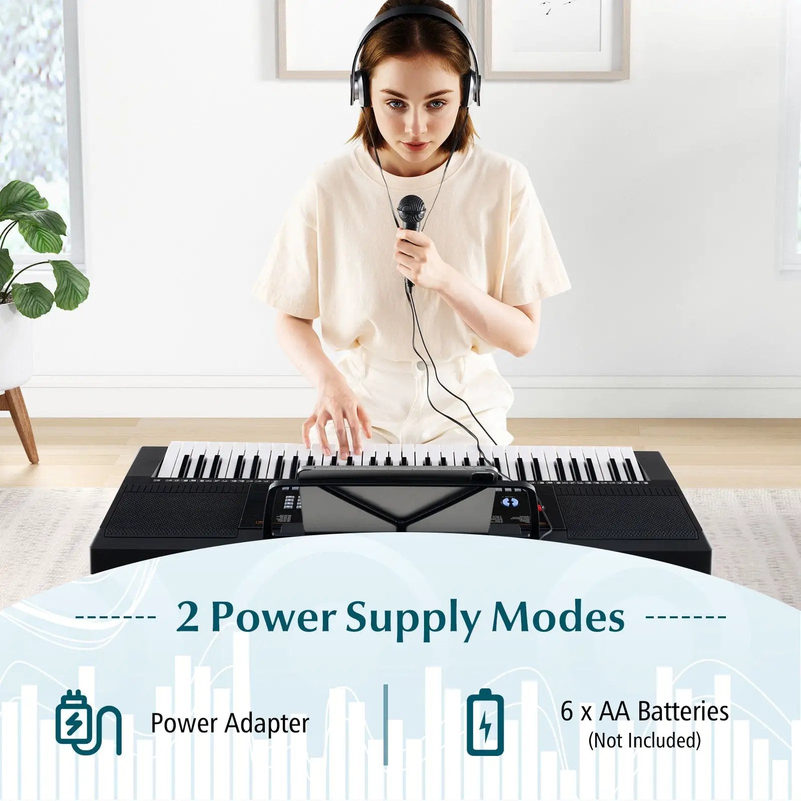 61-Key Electronic Keyboard Piano Starter Set with Stand Bench and Headphones by DirectDeals