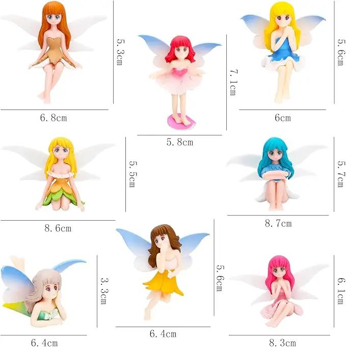 ONEST 8 Pieces Miniature Fairy Garden Accessories Small Fairy Figurines Hand Painted Fairy Figures Girl Fly Wing Figurines for Car Decor Fairy Garden Flower Pot Birthday Cake Topper by GreenHaven Gardens