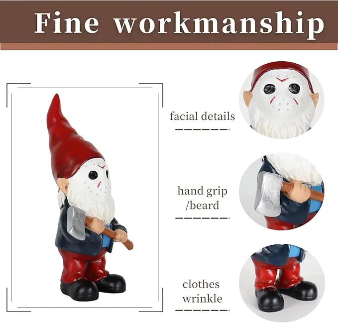 Garden Gnomes Table Decor Statue Holding Axe for Home Decoration Red by GreenHaven Gardens