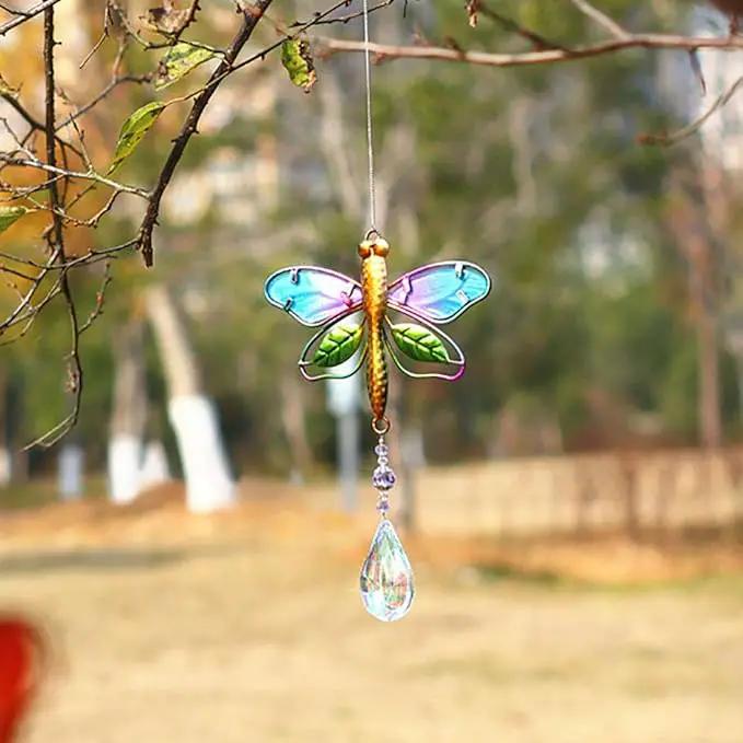 WEISIPU Crystal Suncatchers for Windows - Dragonfly Crystal Ball Prisms Hanging Crystals Ornament for Home Garden Office Wedding Christmas Decoration-Dragonfly by GreenHaven Gardens