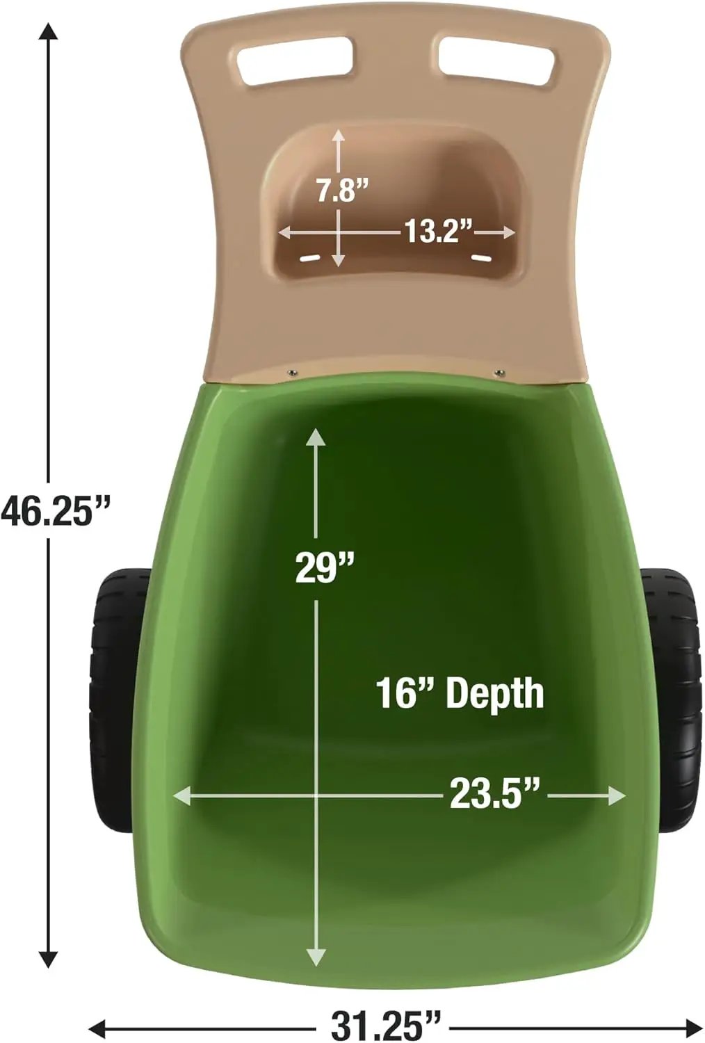 Simplay3 Easy Haul Wheelbarrow with Garden Tool Storage Tray, Durable Heavy-Duty Plastic Wheelbarrow with Large Easy Turn Wheels - Green, Made in USA… by GreenHaven Gardens