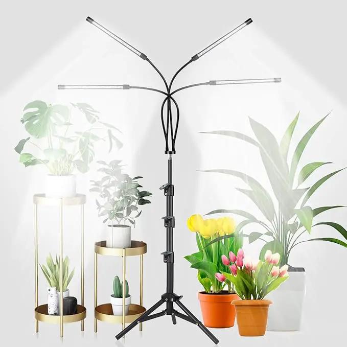 GHodec Grow Light with Stand, 5500K Full Spectrum Gooseneck Floor Plant Light for Indoor Plants Growing,5 Dimmable Levels & Auto On/Off Timer,Tripod Stand Plant Lamp Height Adjustable by GreenHaven Gardens