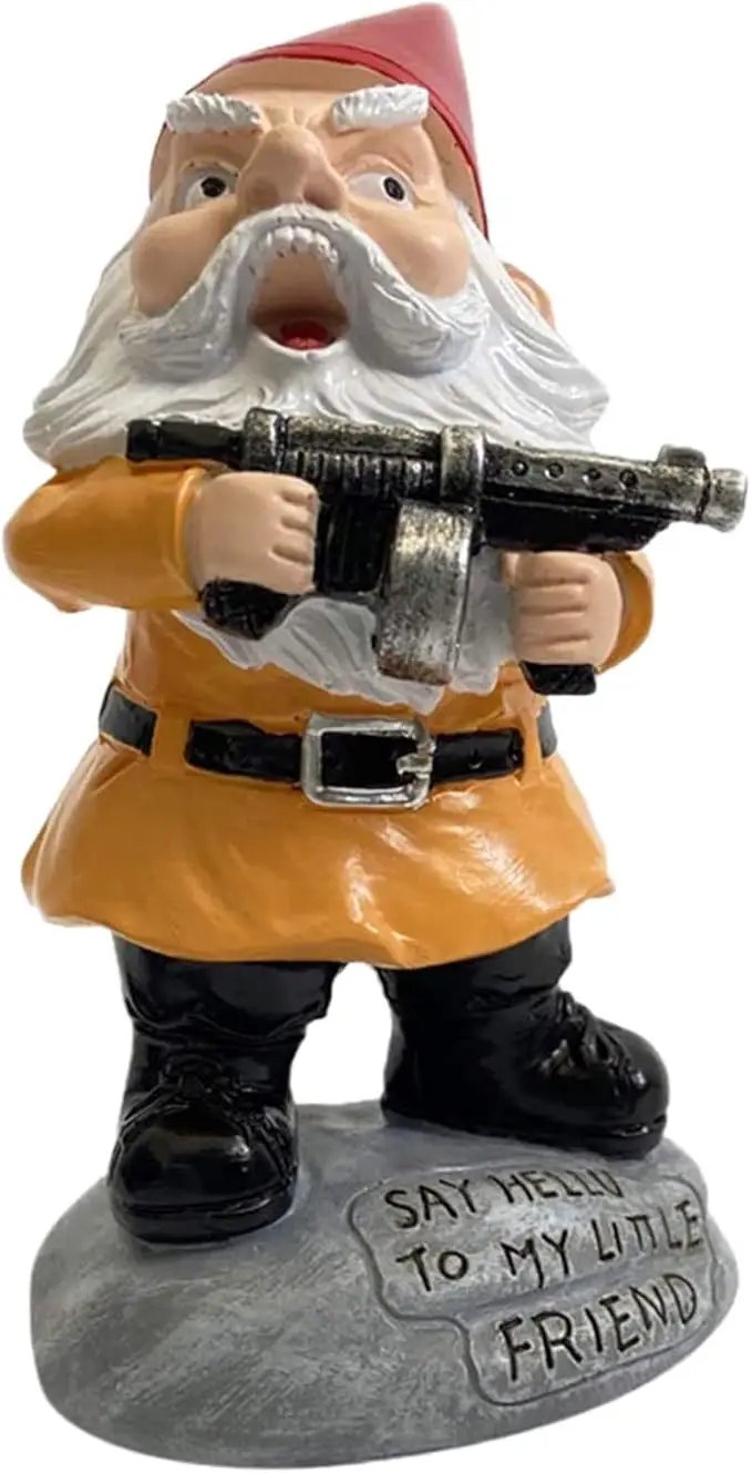 Garden Gnomes Outdoor Funny Garden Gnomes Funny Gnomes with Guns - for Indoor Outdoor Garden Gnome Sculpture Patio Yard Lawn Dwarf Decoration by GreenHaven Gardens