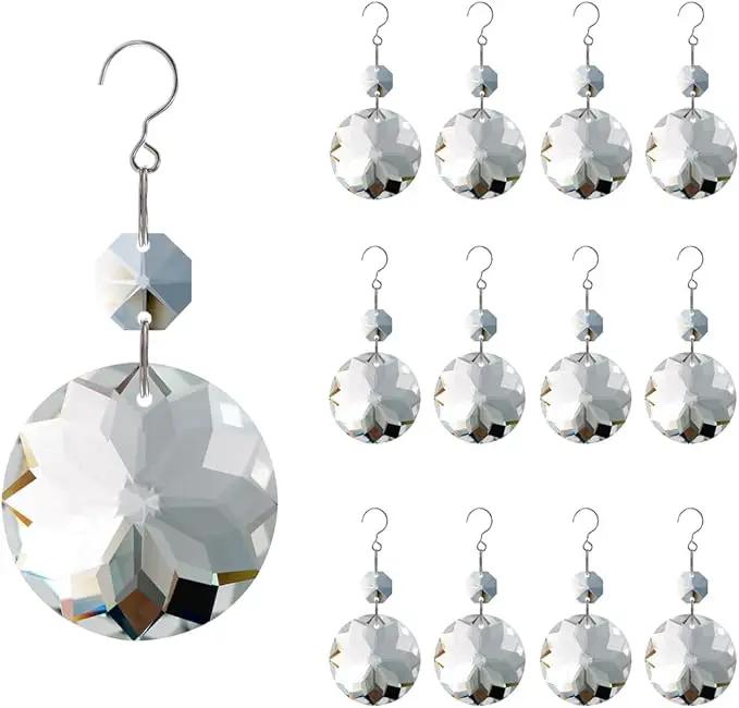 12pcs Crystal Suncatchers, Hanging Crystals Chandelier Prisms for Windows, Rainbow Maker Home Decoration by GreenHaven Gardens