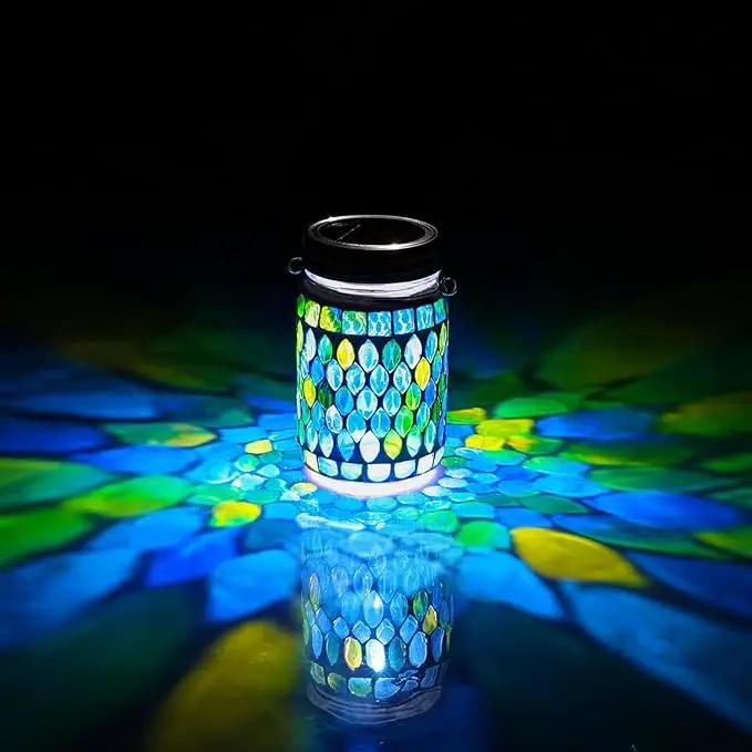 Cooo 2 Pack Mosaic Solar Lanterns Outdoor Waterproof Jar Lights Solar Powered, Hand Paste 141 Crystal Mosaics Table Hanging Garden Backyard Decor Lamps （Just Little More, Get Double The Delight ） by GreenHaven Gardens