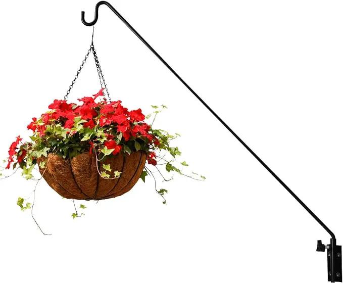 ERYTLLY Extended Reach Deck Hook Wall Pole Wall Mounted, Extensible and Adjustable 28 inch to 43 inch Bracket for Hanging Bird Feeder,Plants,Wind Chimes,Lanterns by GreenHaven Gardens