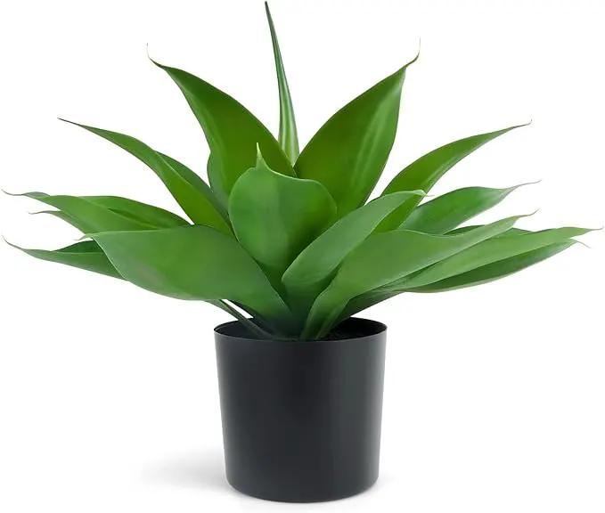 Velener Fake Agave with Black Pot, Artificial Plant Outdoor Agave - Fake Plants for Indoor and Outdoor Decor(16 Inch) by GreenHaven Gardens
