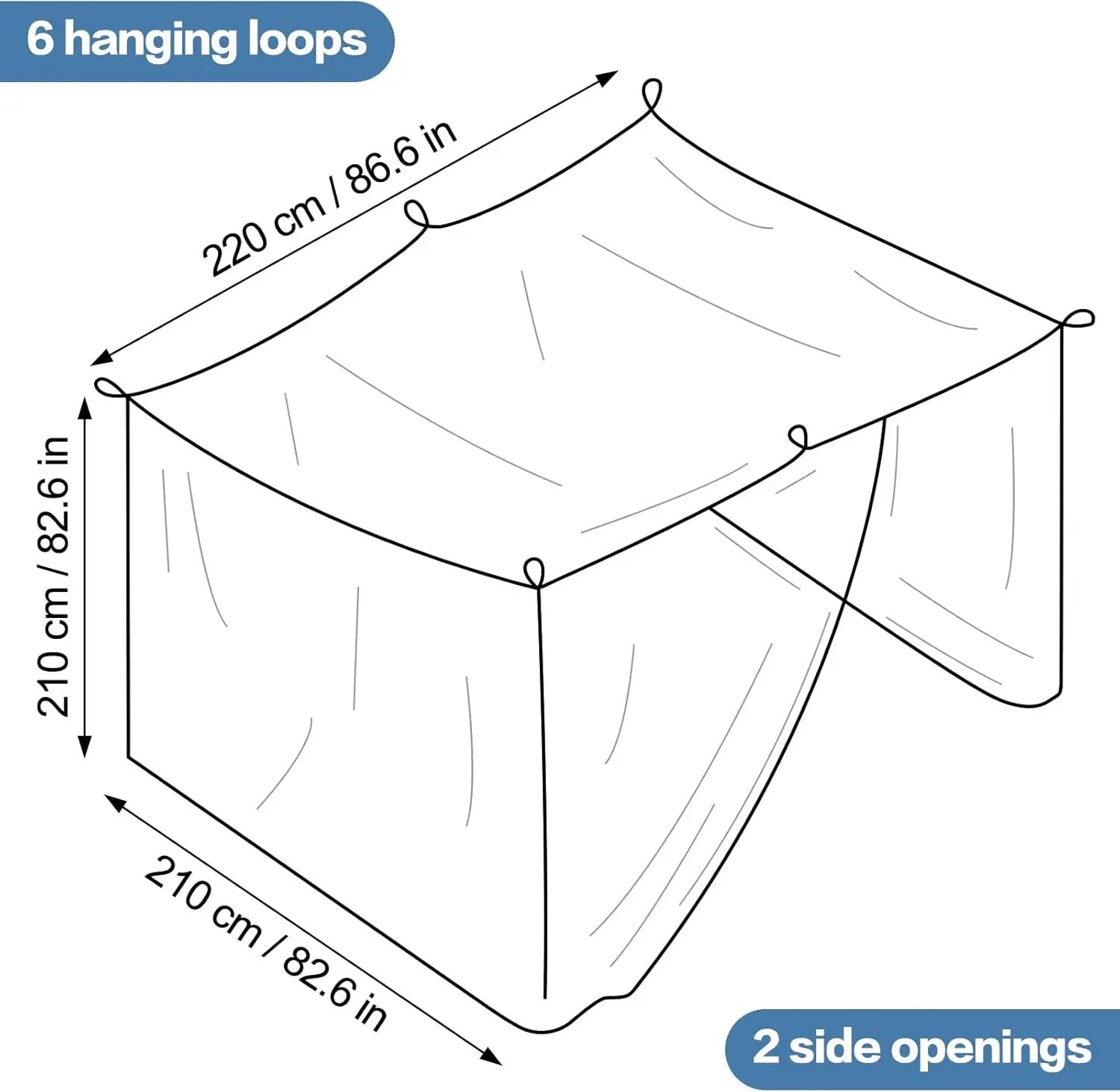 Mosquito Netting for Patio - Extra-Large Mosquito Net for Bed Camping Hammock Porch Garden Outdoor, 2 Openings Design with 1 Storage Bag, 8 Pegs, 8 Stoppers and 8 Pieces of 1.4m Rope by GreenHaven Gardens