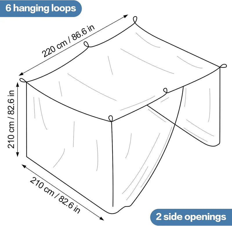 Mosquito Netting for Patio - Extra-Large Mosquito Net for Bed Camping Hammock Porch Garden Outdoor, 2 Openings Design with 1 Storage Bag, 8 Pegs, 8 Stoppers and 8 Pieces of 1.4m Rope by GreenHaven Gardens