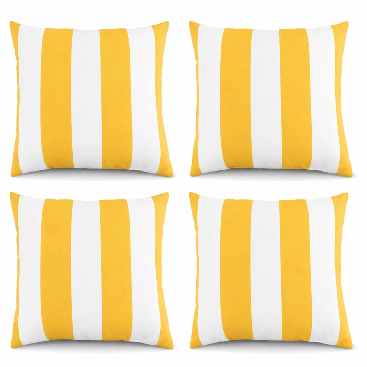 4 Pack Outdoor Pillow Covers - Yellow/White by HouseOfZazla