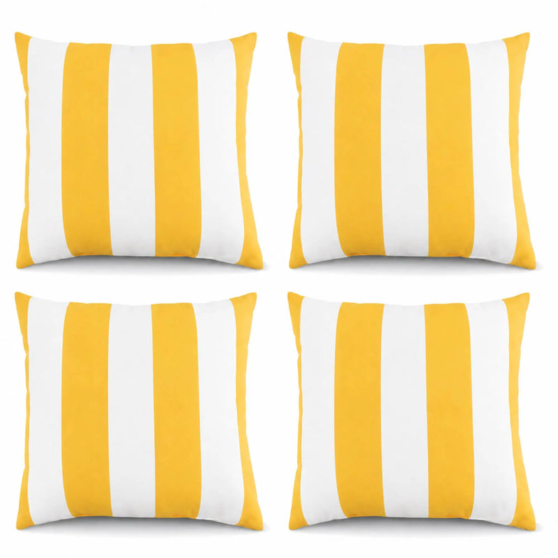 4 Pack Outdoor Pillow Covers - Yellow/White by HouseOfZazla