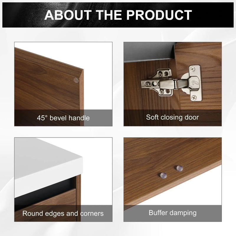 Bathroom Vanity Set With Resin Countertop Sink And 2 Doors, Engineered Wood by HouseOfZazla
