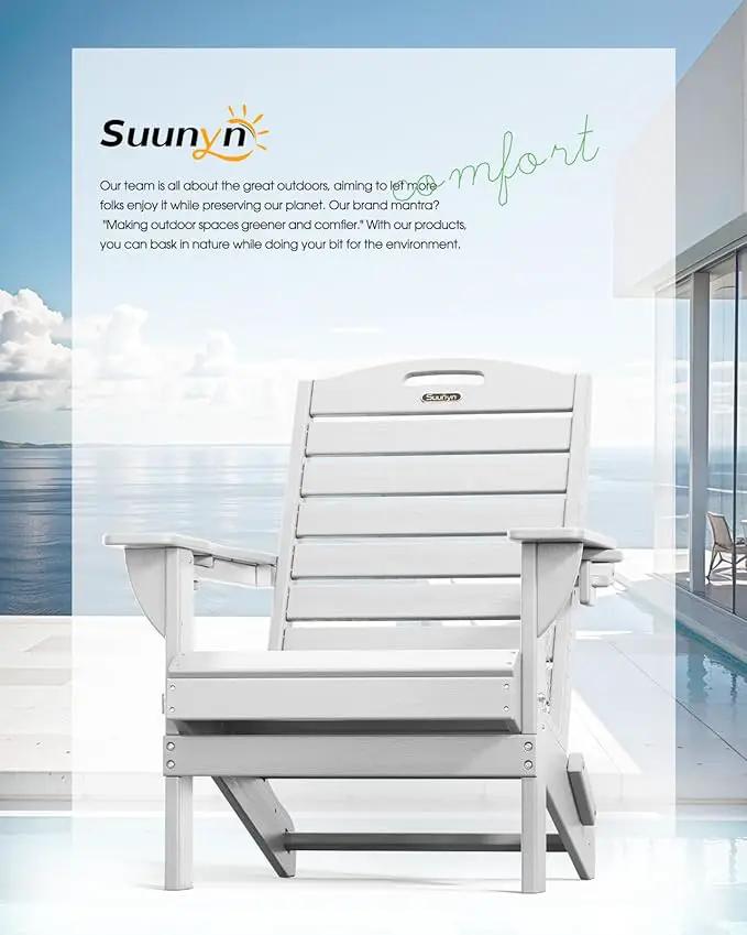 Adirondack Chairs Set of 4, Outdoor Fire Pit Chairs, HDPE All-Weather Adirondack Chairs with Cup Holder, Lawn Chair for Deck, Patio, Garden (White) by GreenHaven Gardens