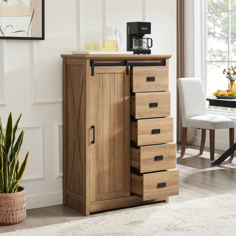 5 Drawers Dresser with Sliding Barn Door by HouseOfZazla