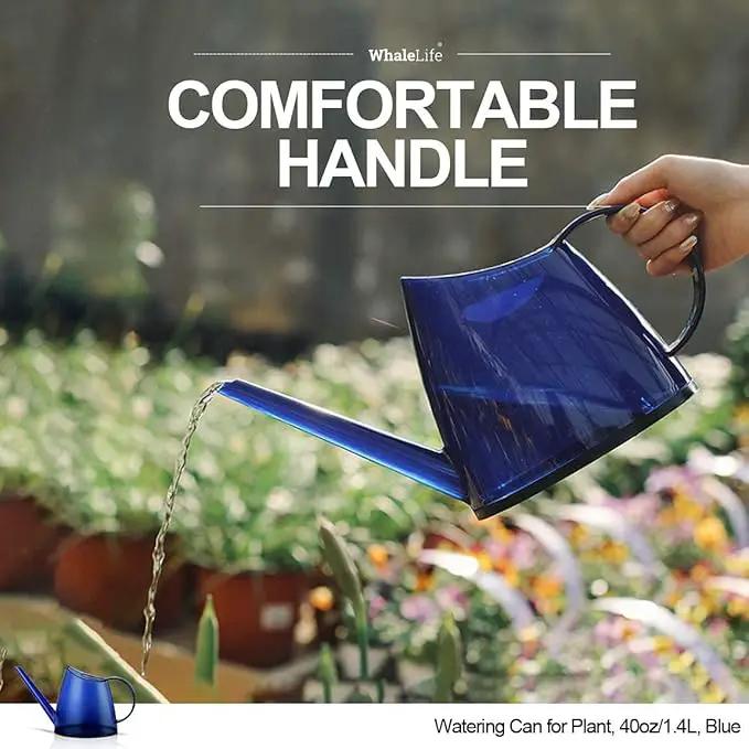 WhaleLife Indoor Watering Can for House Bonsai Plants (1.4L, Blue) by GreenHaven Gardens