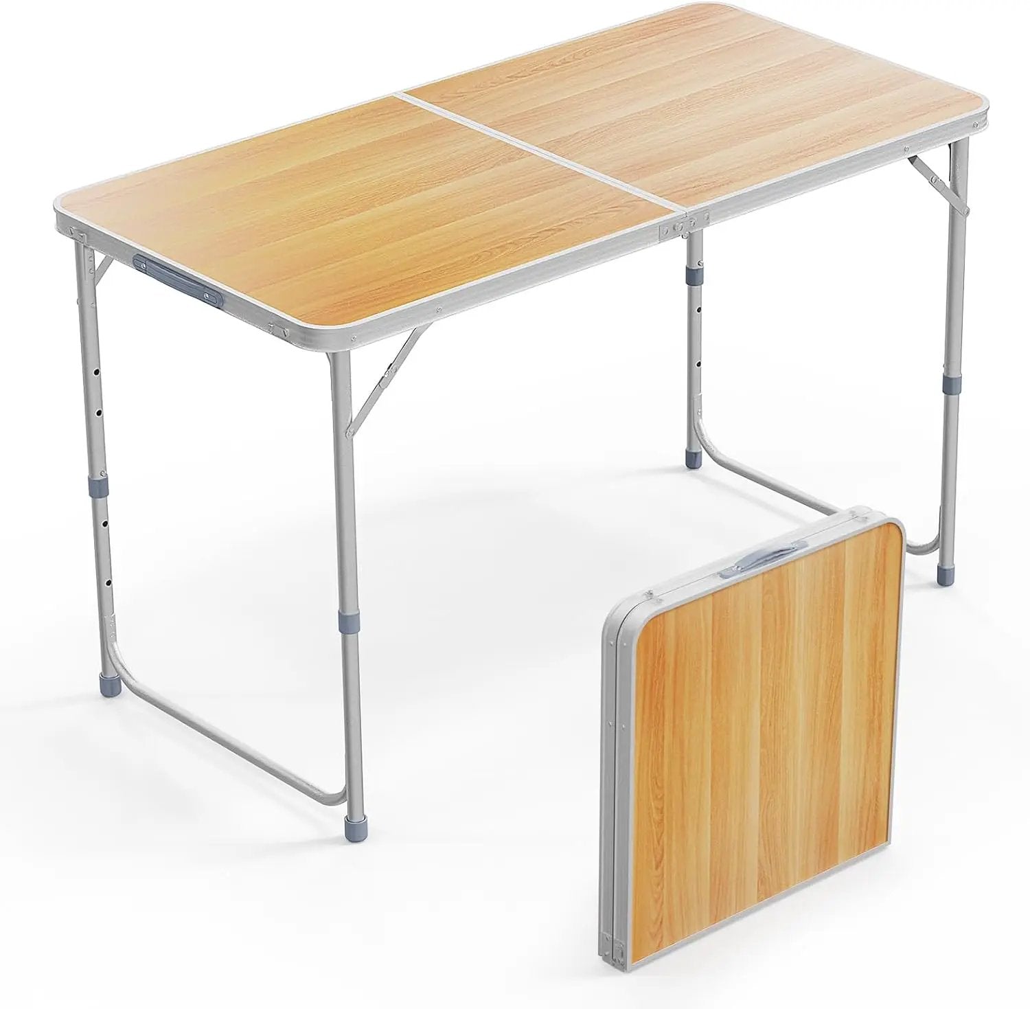 VINGLI 4FT White Folding Table with Carrying Handle Height Adjustable Lightweight Fold Up Portable for Indoor Outdoor Picnic,Camping,Hiking,Fishing,BBQ … by GreenHaven Gardens