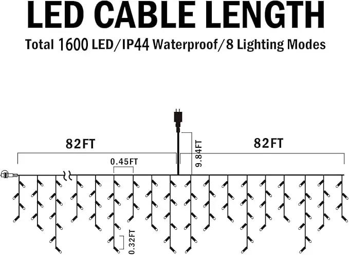 Hezbjiti Christmas Lights Outdoor Decorations,LED Christmas Lights 8 Modes 75 Drops Fairy String Curtain Lights for Christmas Decor Eaves Window Party Yard Garden (Red Green Cold, 1600LED 164FT) by GreenHaven Gardens