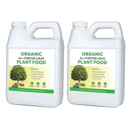 Organic All-Purpose Liquid Plant Food - Use on All Outdoor Plants: Flower Beds, Vegetable Gardens, Container Gardening | Concentrated Liquid Fertilizer Alternative (32oz, 2 Pack, Mixes to 64 Gallons) by GreenHaven Gardens